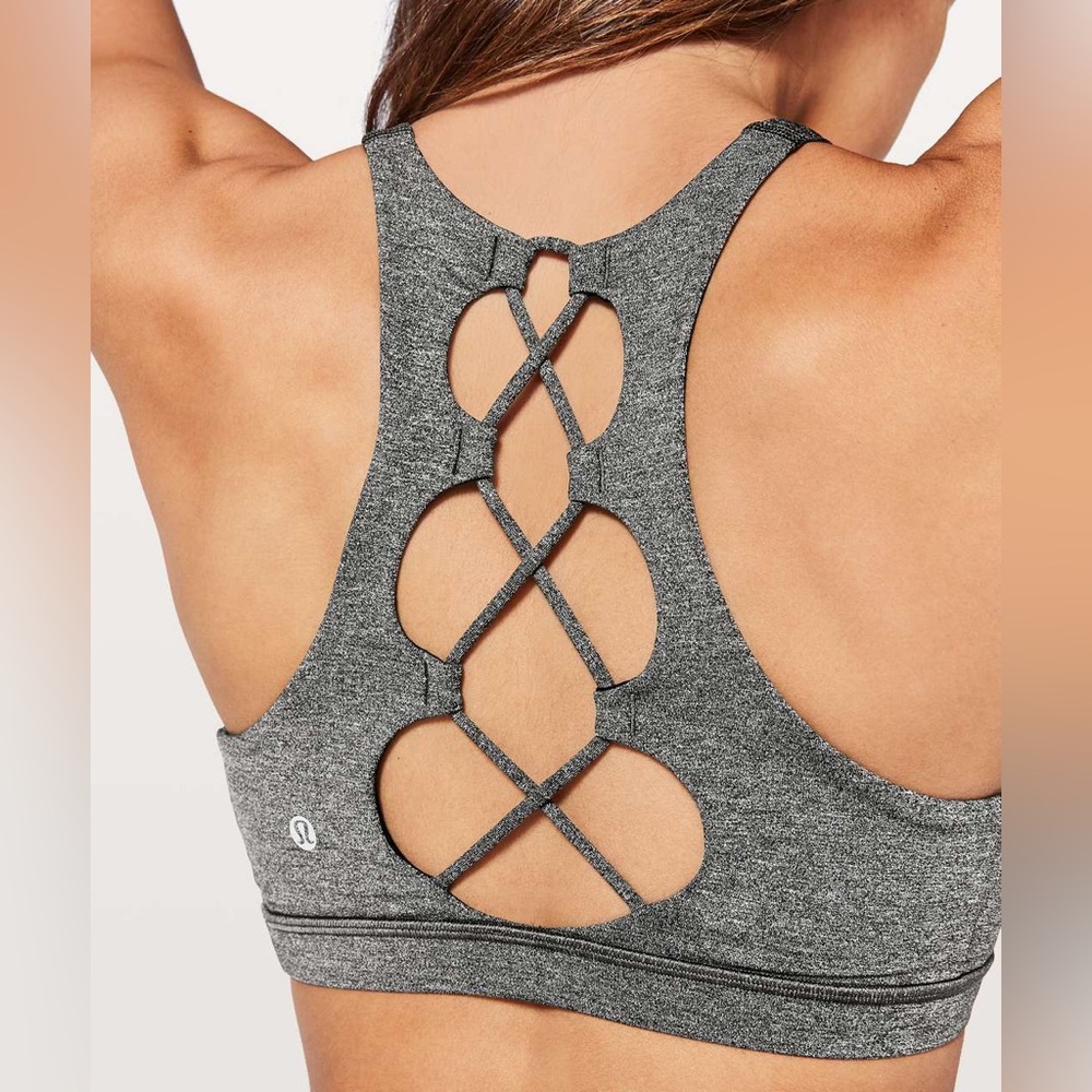 Lululemon Tied To It Sports Bra - Heathered Black